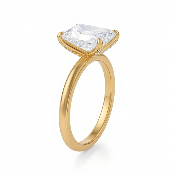 Radiant Solitaire Ring With Pave Prongs