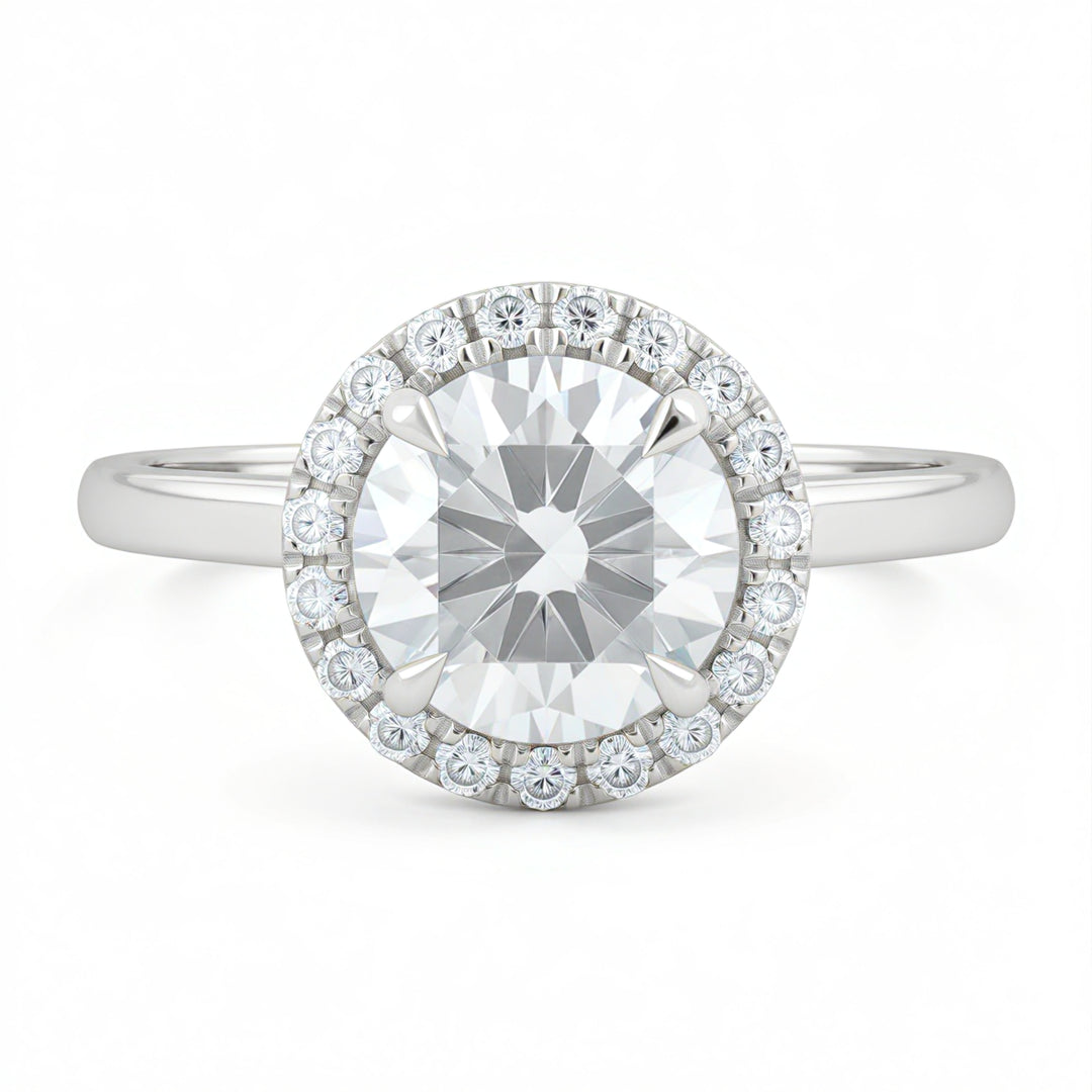Round Halo Solitaire Ring