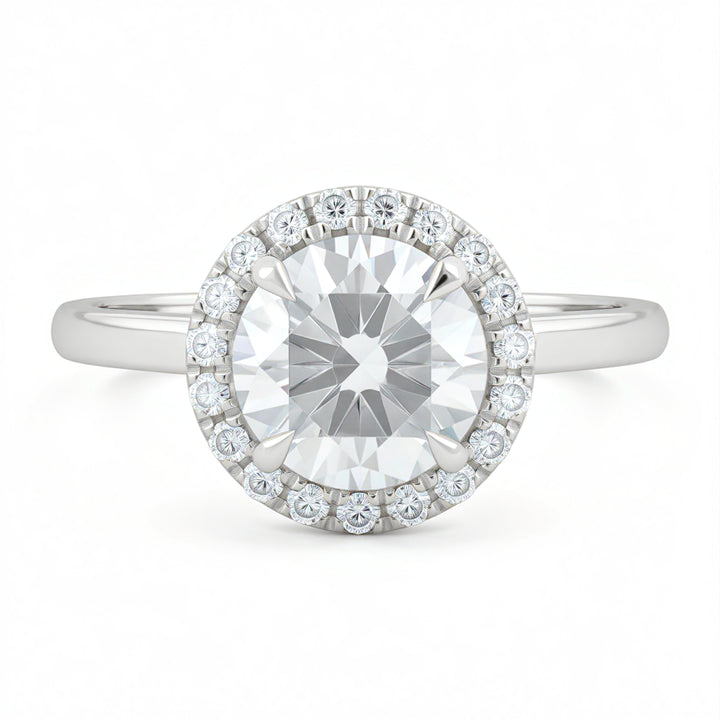 Round Halo Solitaire Ring