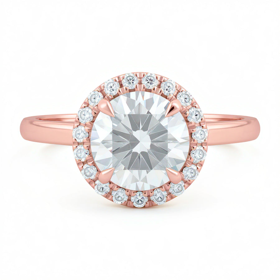 Round Halo Solitaire Ring