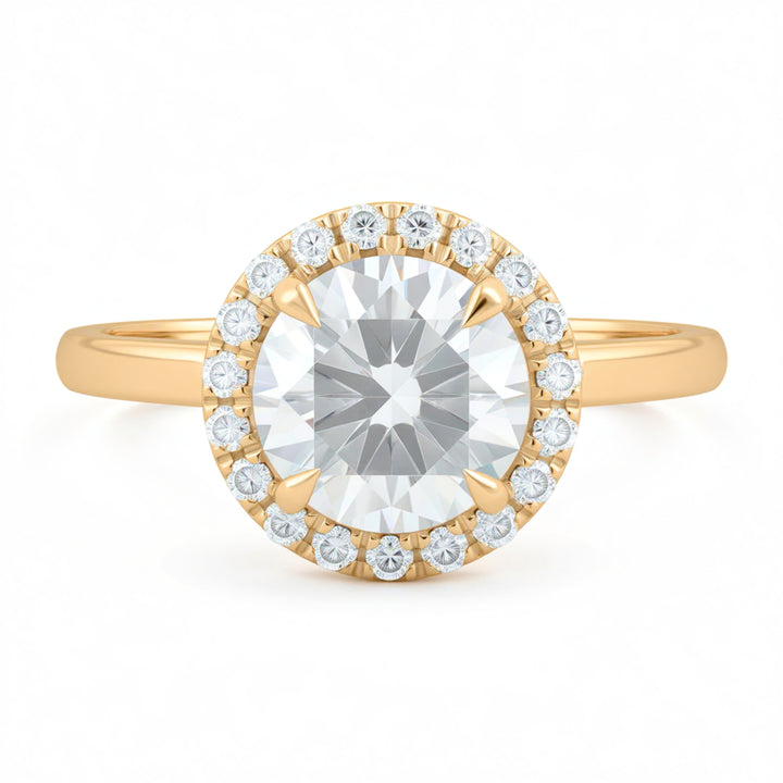 Round Halo Solitaire Ring