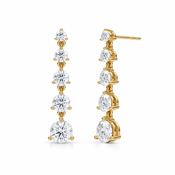 5 Graduated Round Lab Grown Diamond Dangle Earrings