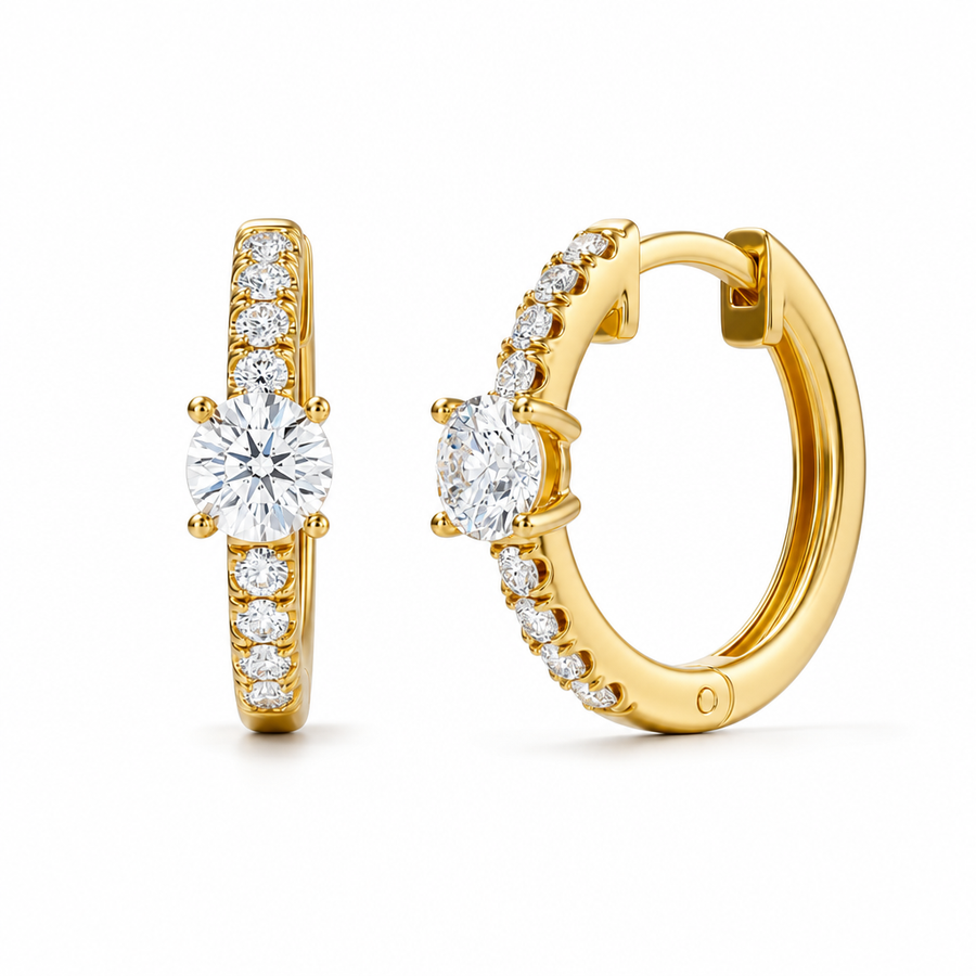 Lab-grown round diamond huggie earrings with 0.75ct total diamond weight
