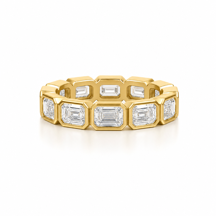 Emerald Bezel Horizontal Eternity Band