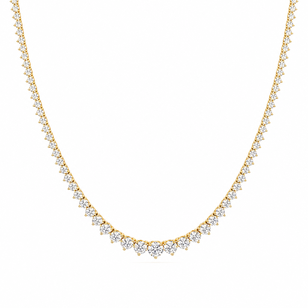 10 Carat Lab Grown Diamond Graduated Tennis Necklace