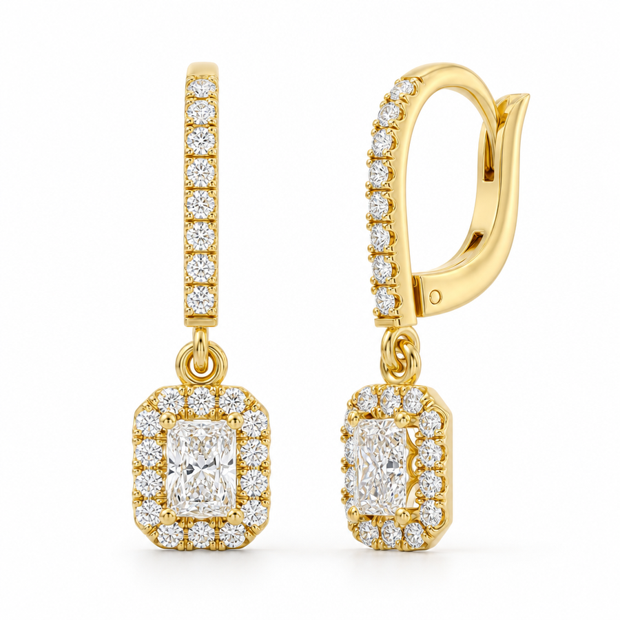 Radiant Halo Drop Earrings