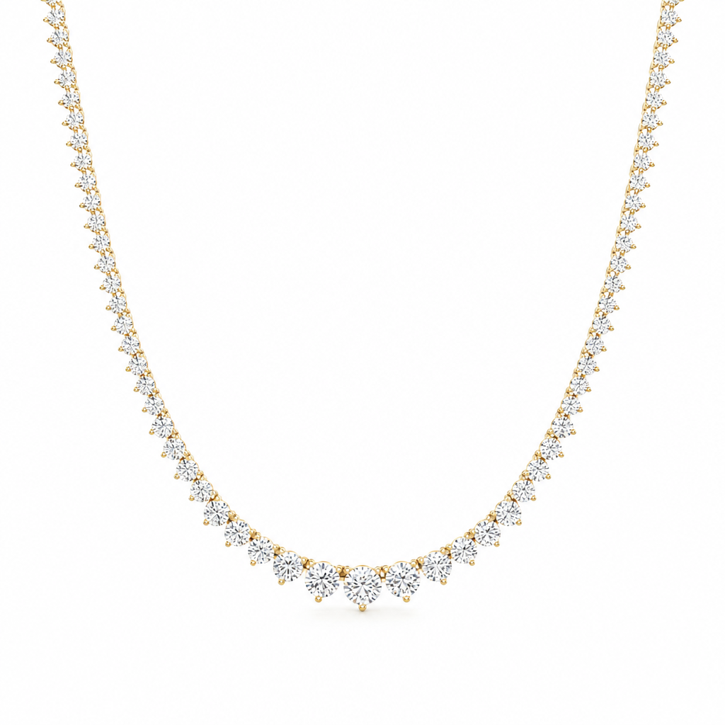 13 Carat Lab Grown Diamond Graduated Tennis Necklace