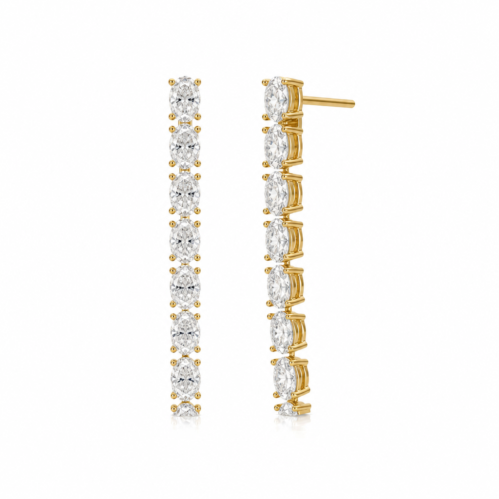 8 Stone Oval Lab Grown Diamond Drop Earrings