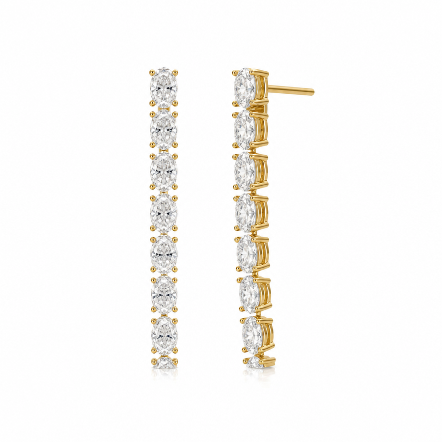 8 Stone Oval Lab Grown Diamond Drop Earrings