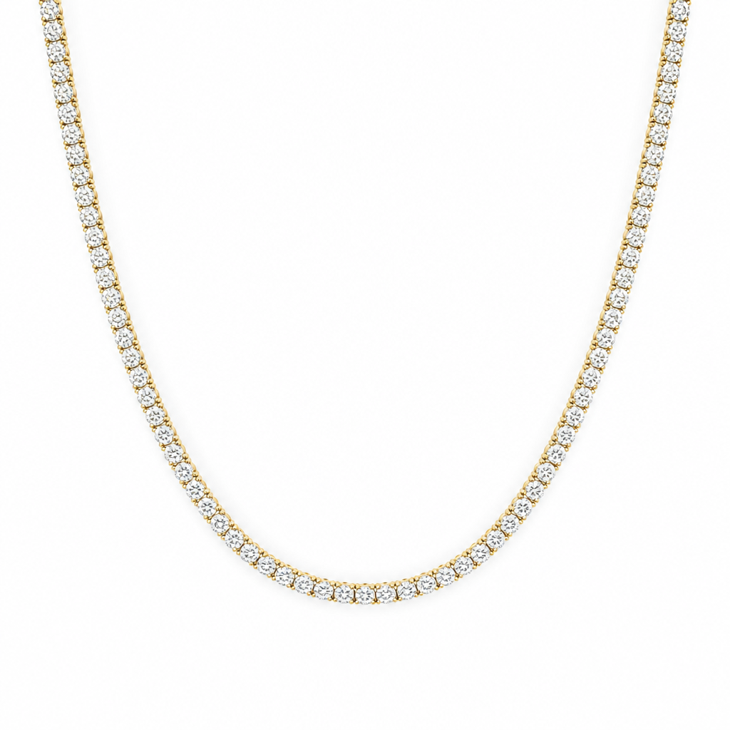 15 carat lab grown diamond tennis necklace with colourless round diamonds