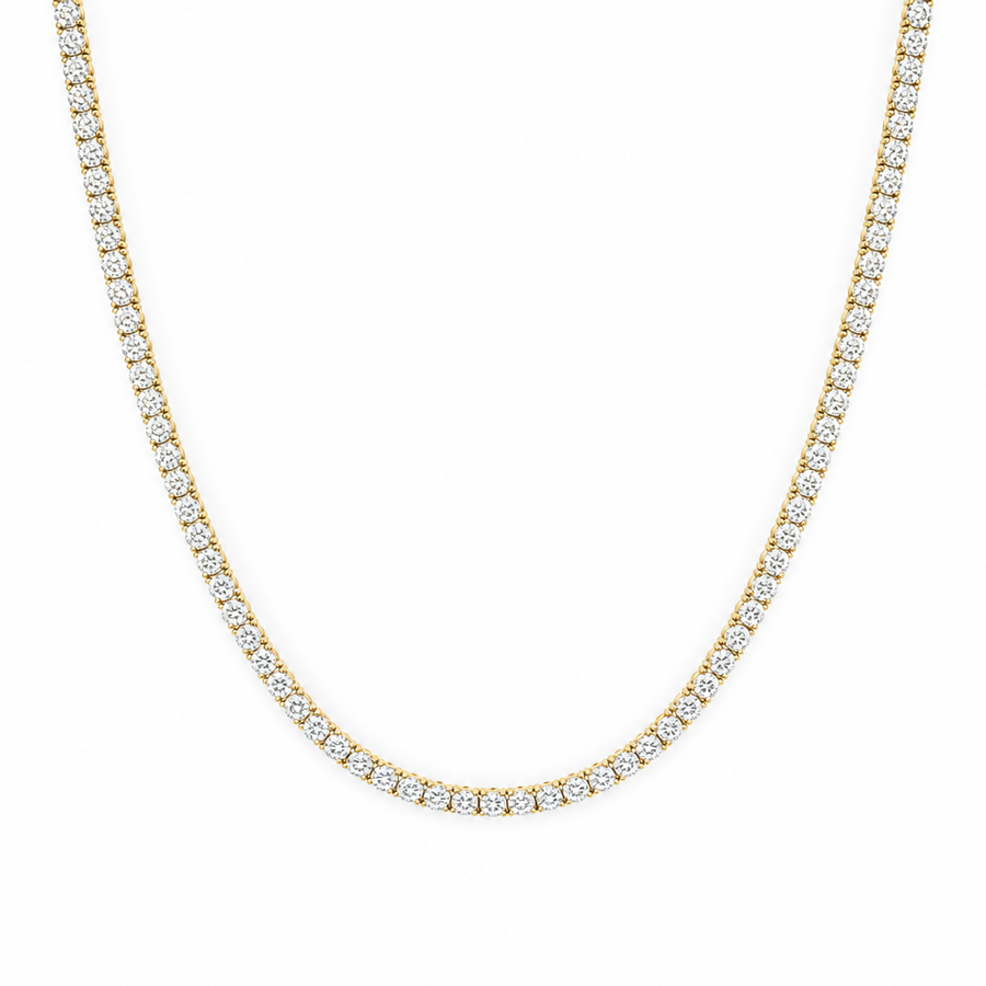 15 carat lab grown diamond tennis necklace with colourless round diamonds