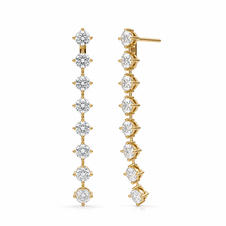 4 Carat 8 Stone Round Lab Grown Diamond Drop Earrings