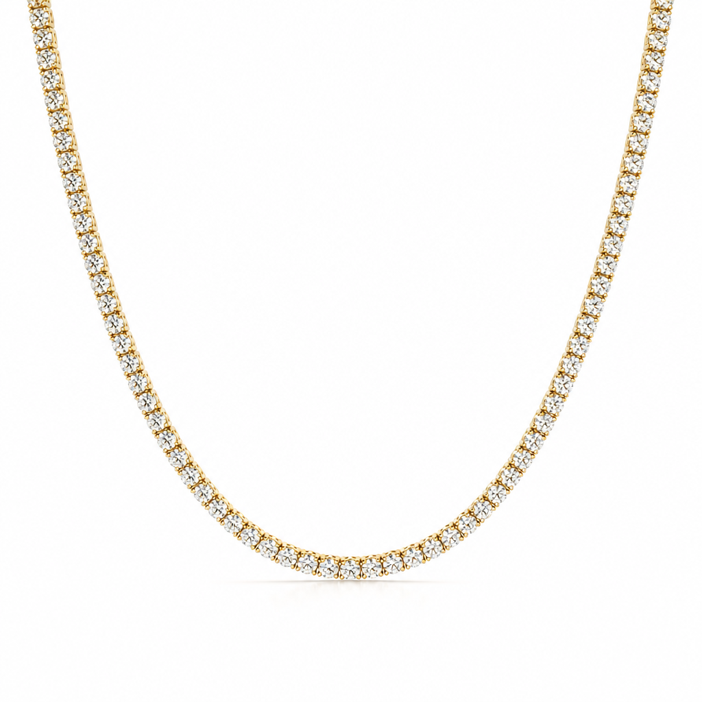 10 carat round lab grown diamond tennis necklace