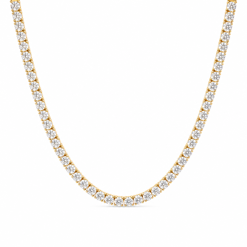 25 Carat Round Lab Grown Diamond Tennis Necklace