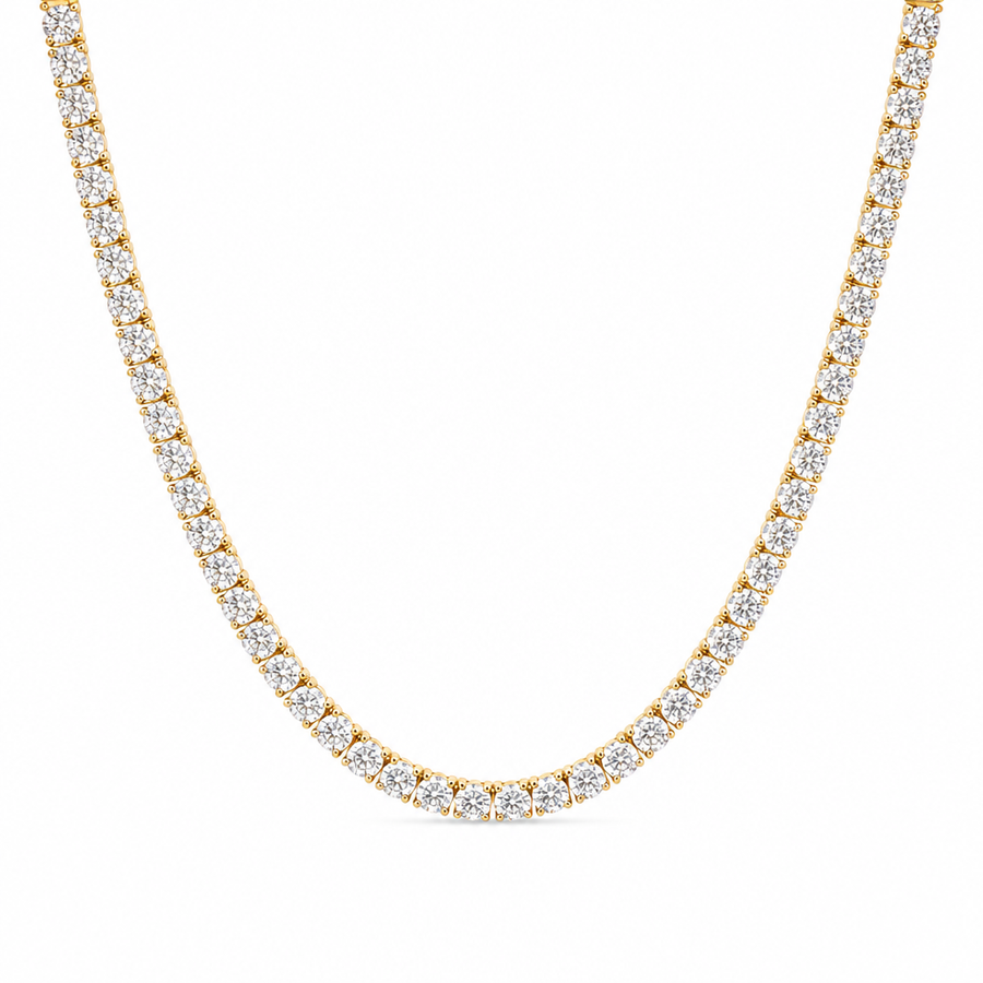 25 Carat Round Lab Grown Diamond Tennis Necklace