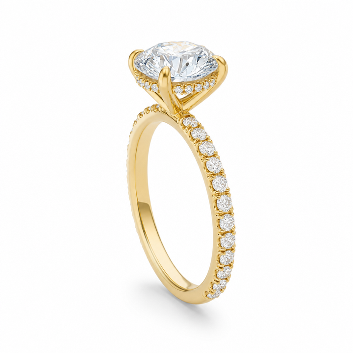 Round Hidden Halo With Pave Band