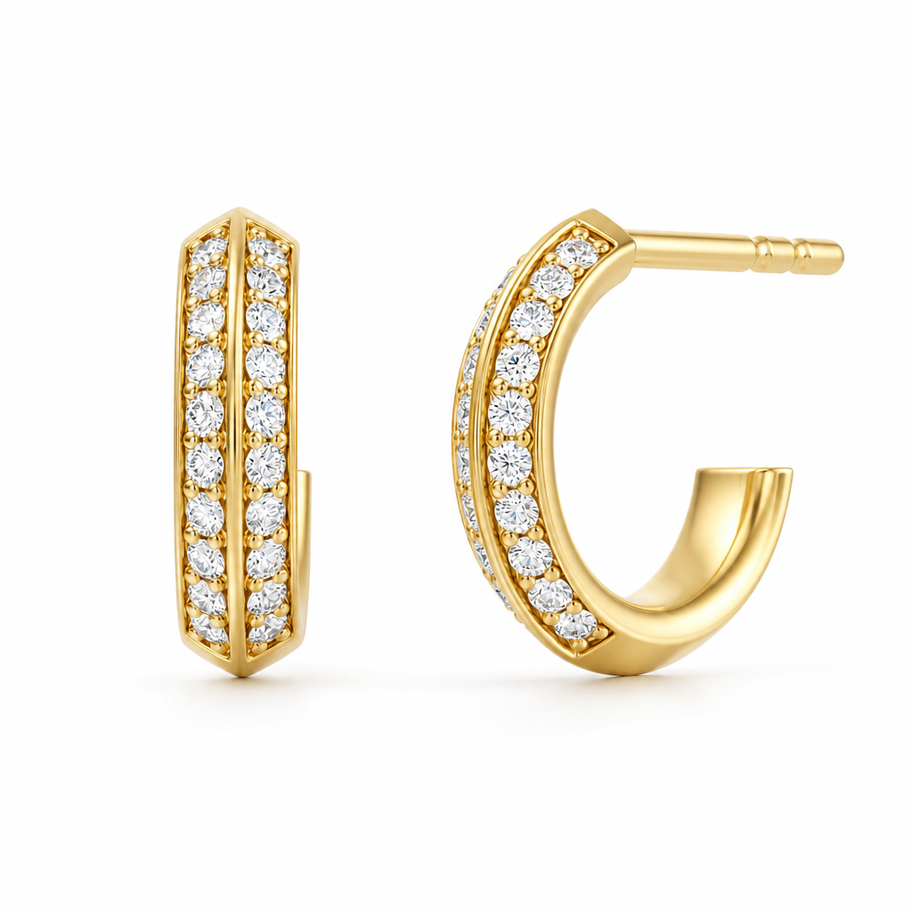Lab Grown Knife-Edge Diamond Stud Earrings