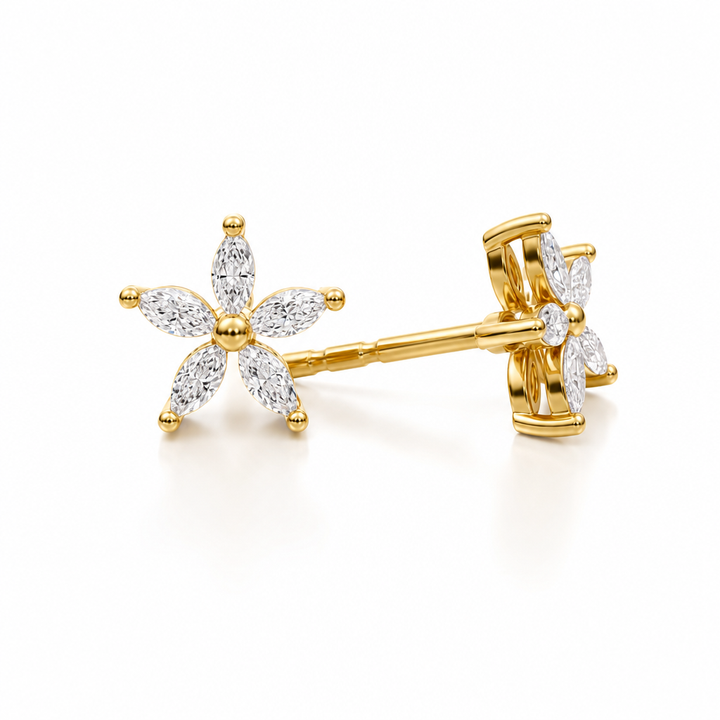 Marquise Flower Cluster Stud Earrings