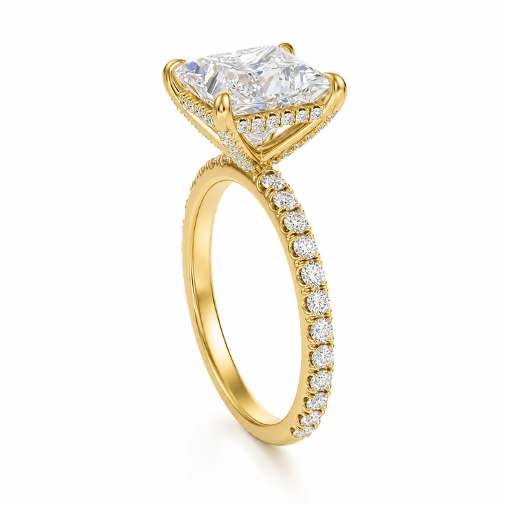 Princess Diamond Basket With Pave Ring