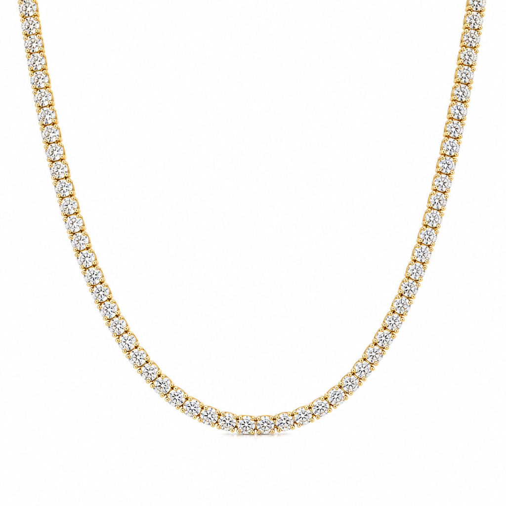18 carat round lab-grown diamond tennis necklace