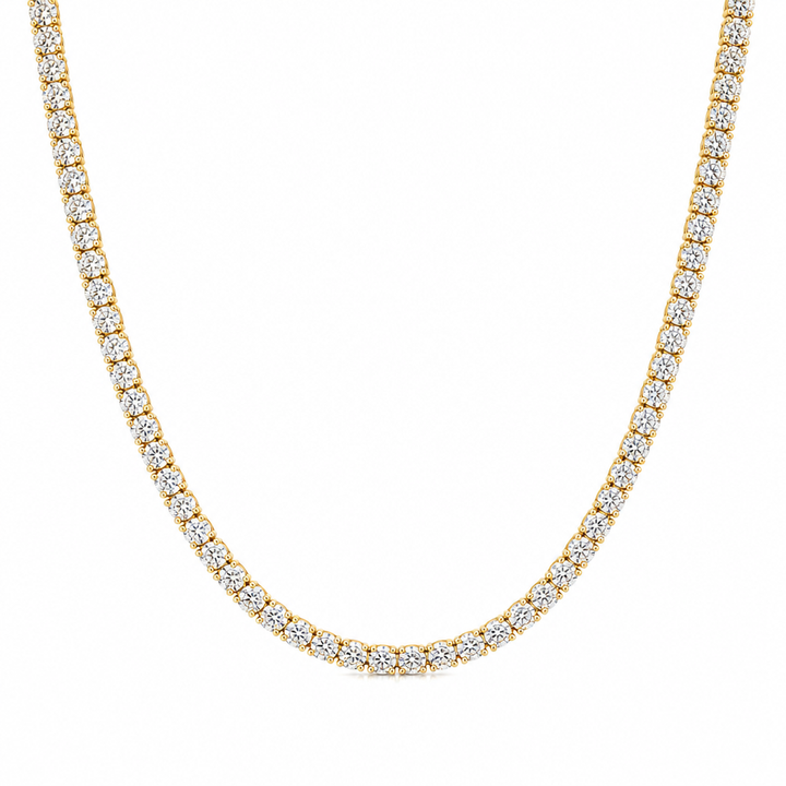 18 carat round lab-grown diamond tennis necklace