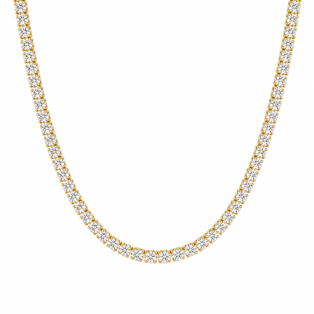 22 Carat Round Lab Grown Diamond Tennis Necklace