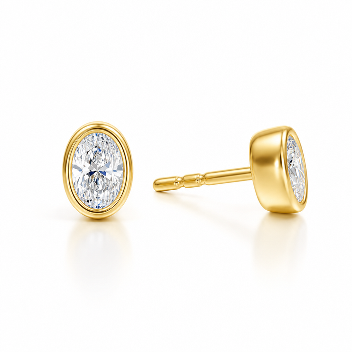 Oval Bezel Stud Lab Grown Diamond Earrings