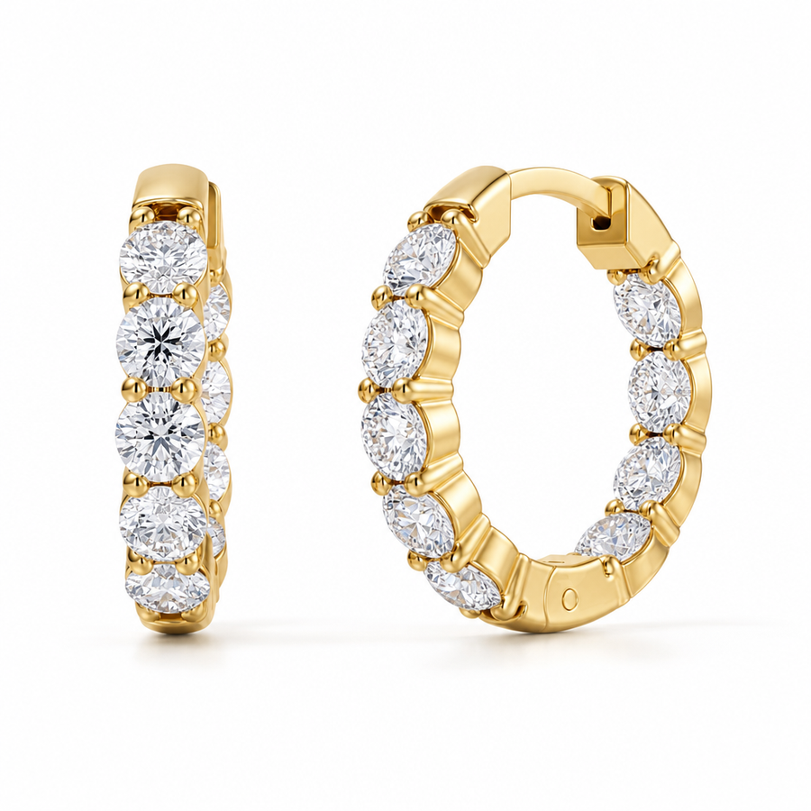 1 Carat Inside Outside Lab Grown Diamond Hoop Earrings