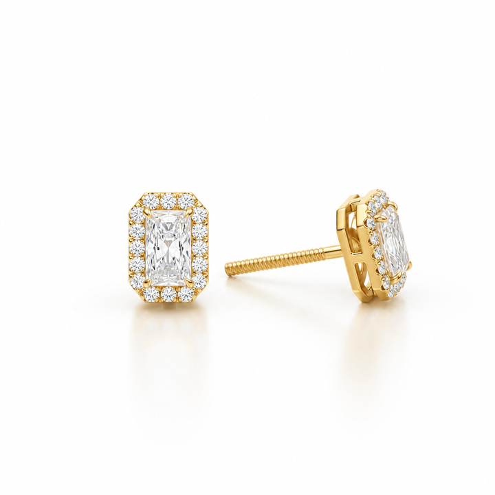 Radiant Halo Stud Earrings