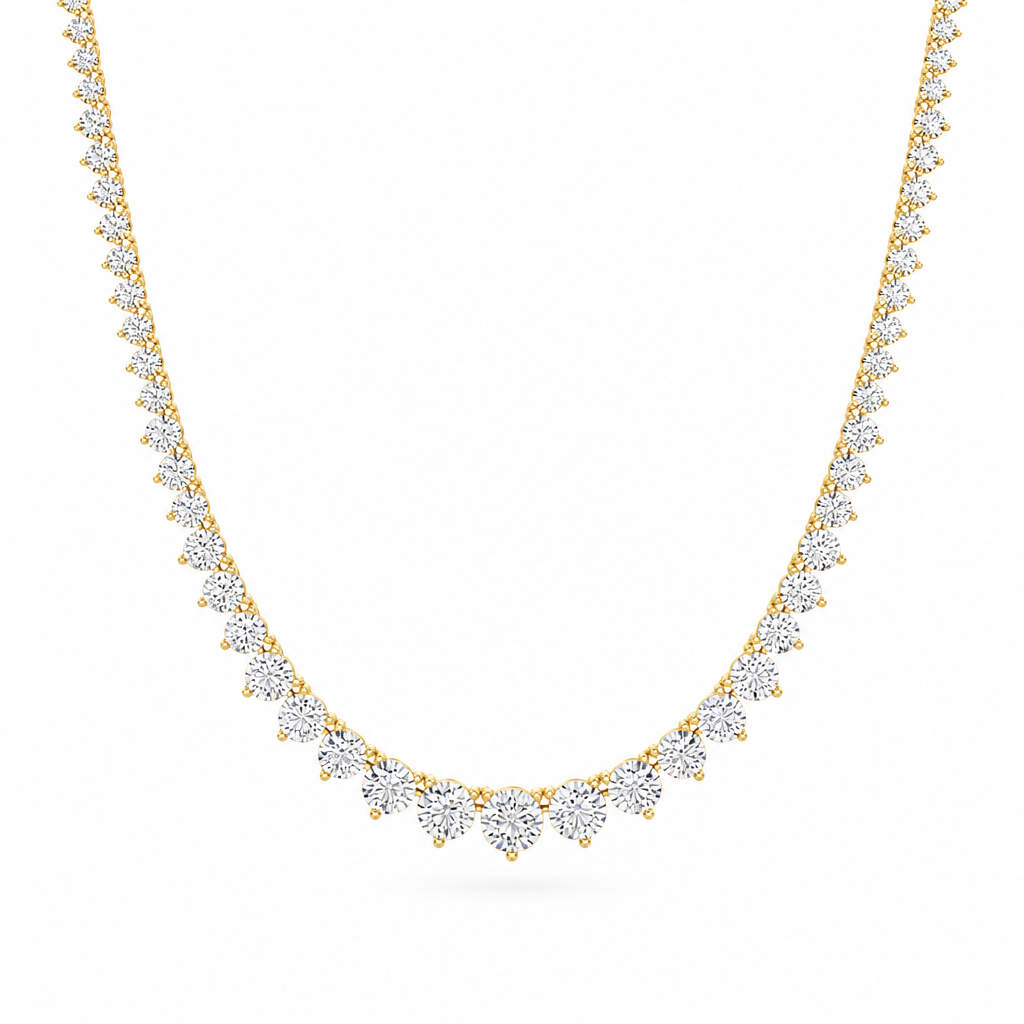 18 Carat Lab Grown Diamond Graduated Tennis Necklace