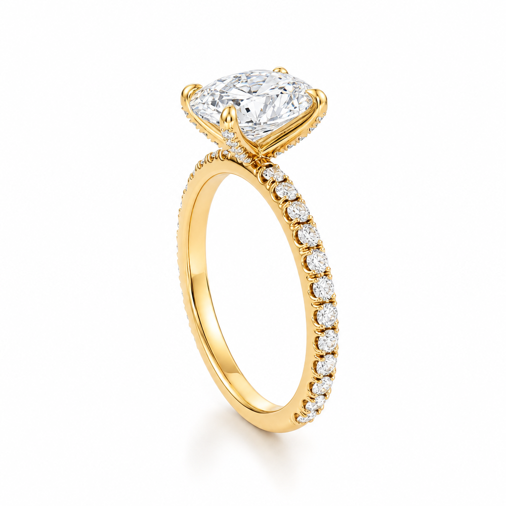 Oval Pave Ring With Pave Prongs