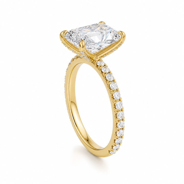 Radiant Pave Ring With Pave Prongs