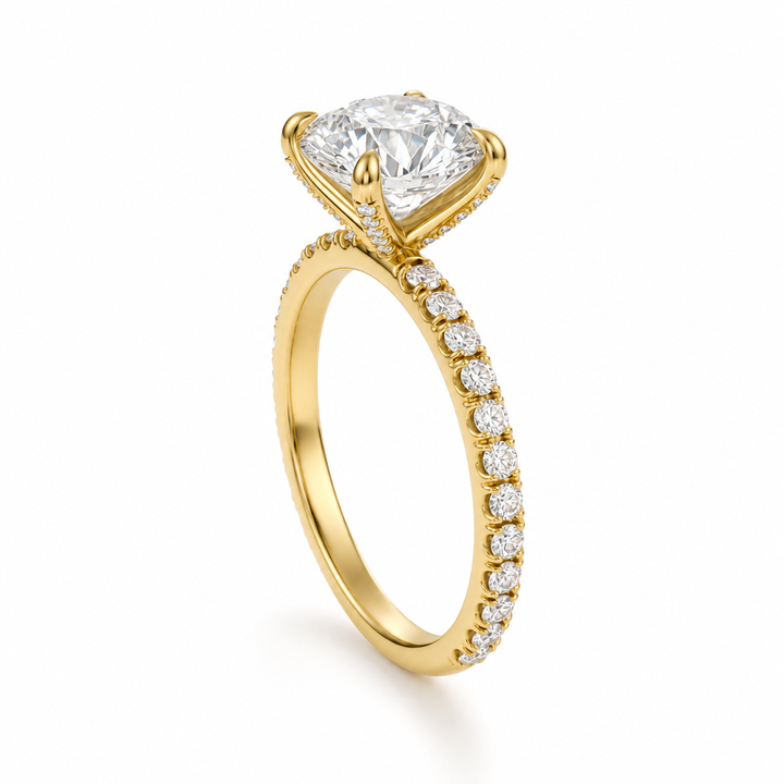 Round Pave Ring With Pave Prongs