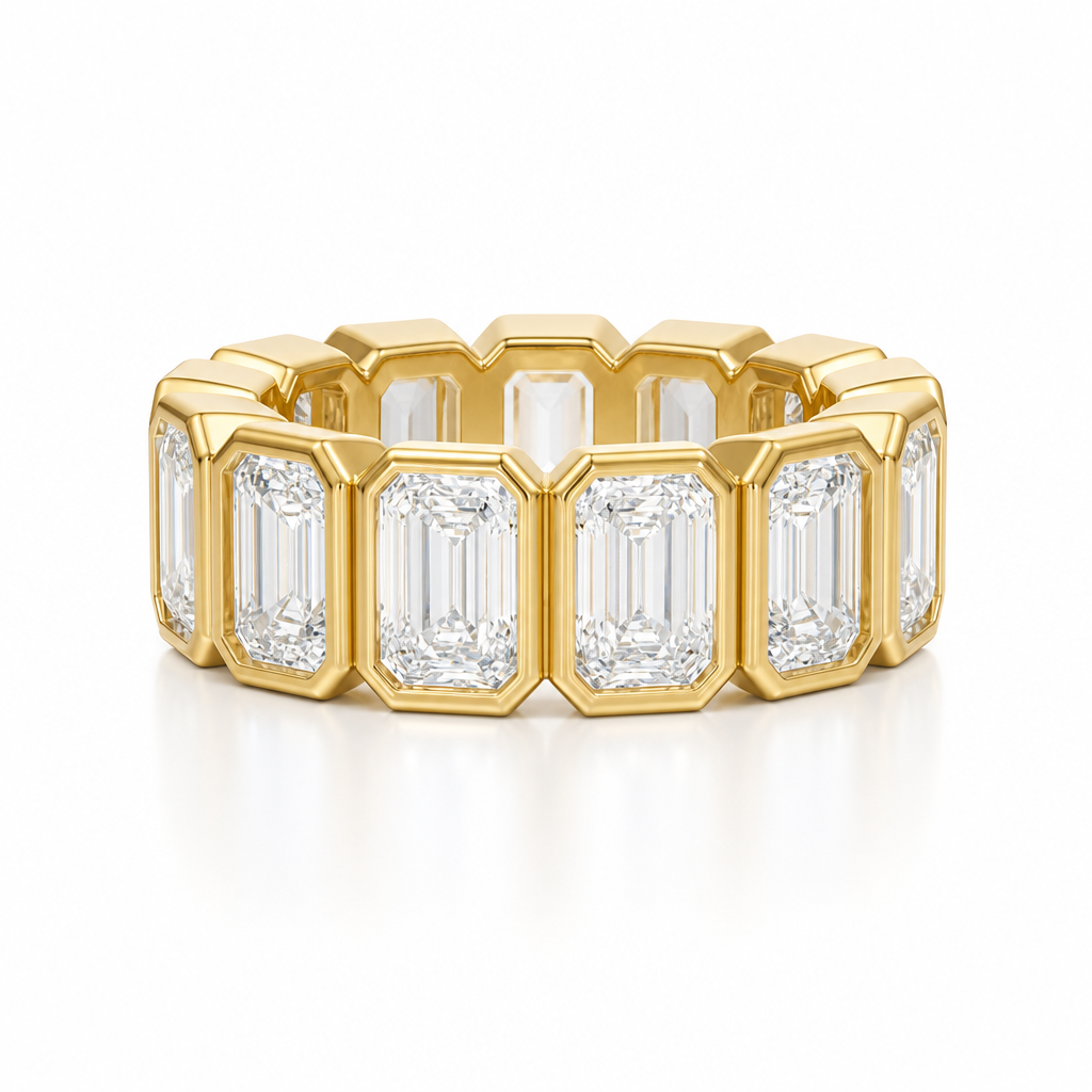 Emerald Bezel Vertical Eternity Band