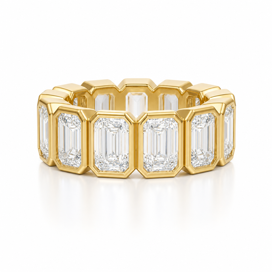 Emerald Bezel Vertical Eternity Band