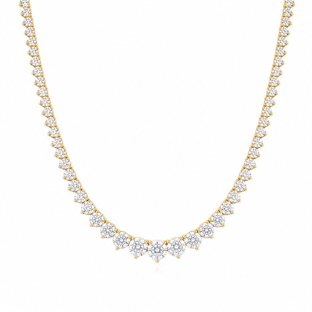 15 Carat Lab Grown Diamond Graduated Tennis Necklace