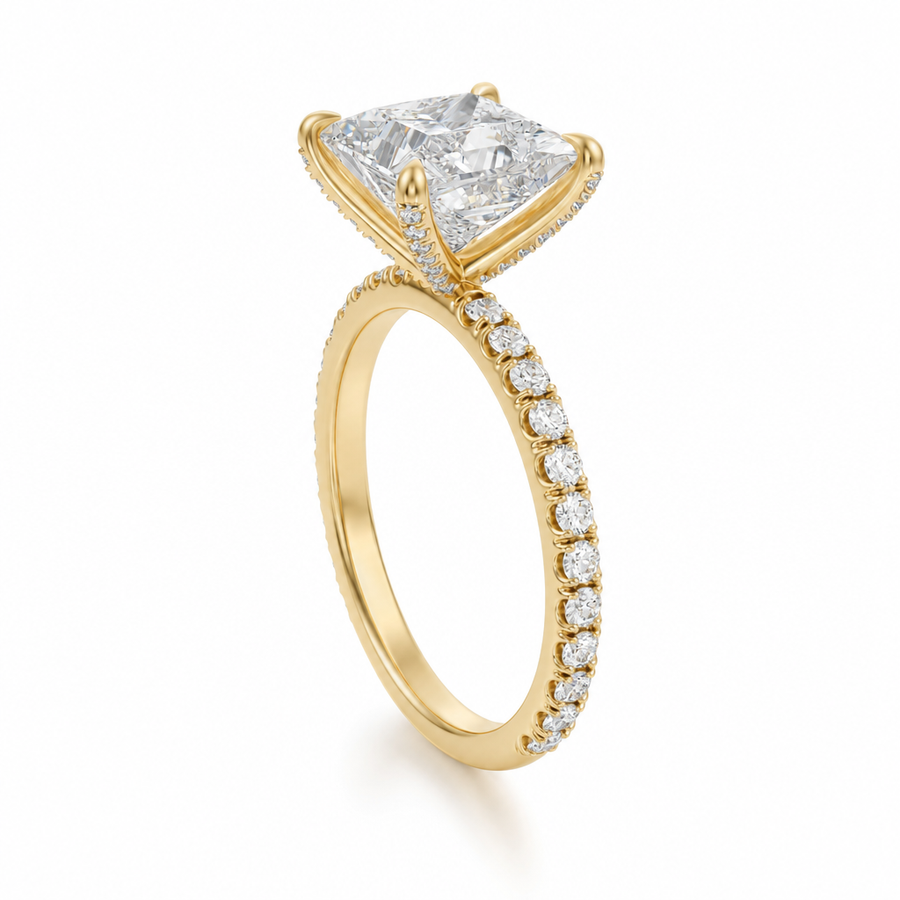 Princess Pave Ring With Pave Prongs