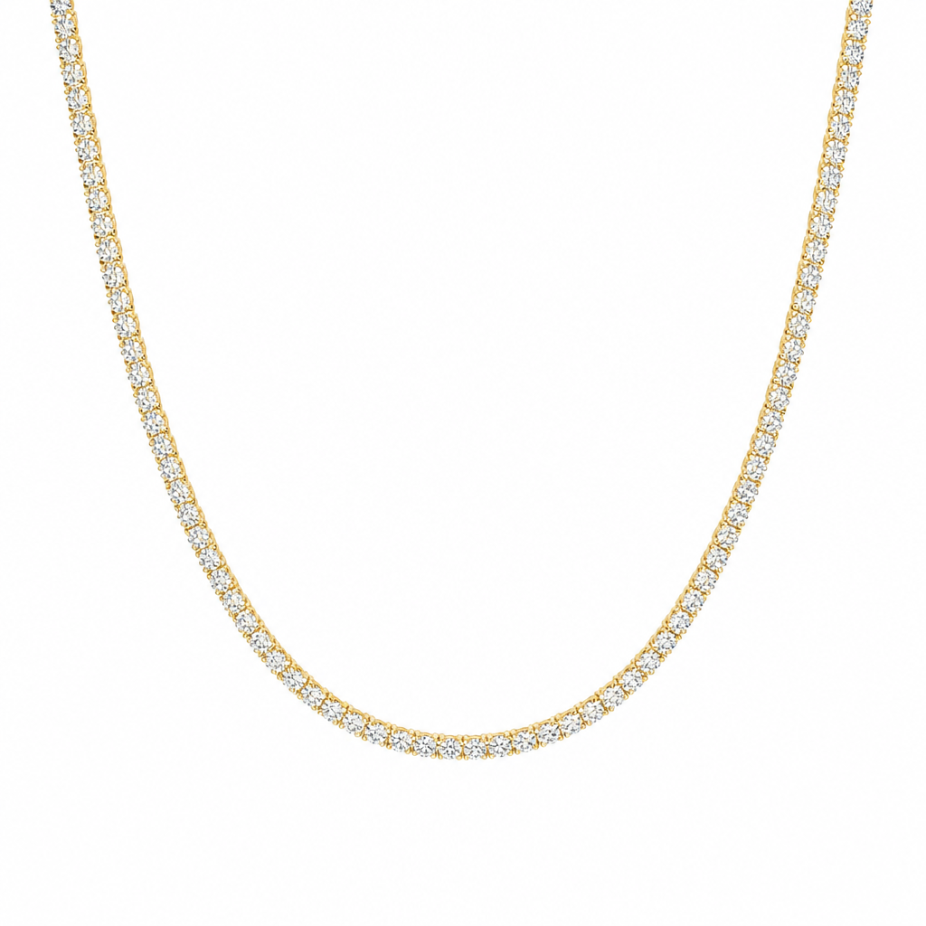 9 carat lab grown diamond tennis necklace with round colourless diamonds