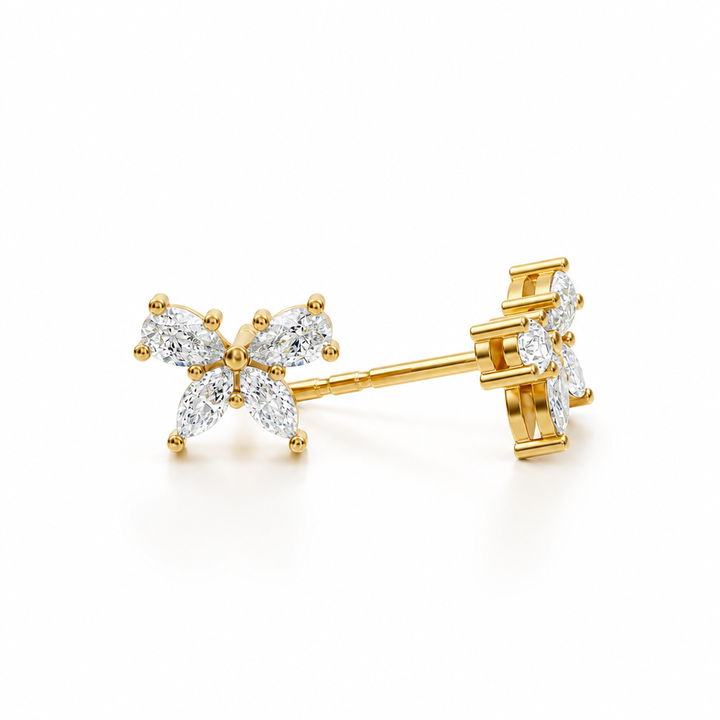 Marquise And Pear Butterfly Stud Earrings