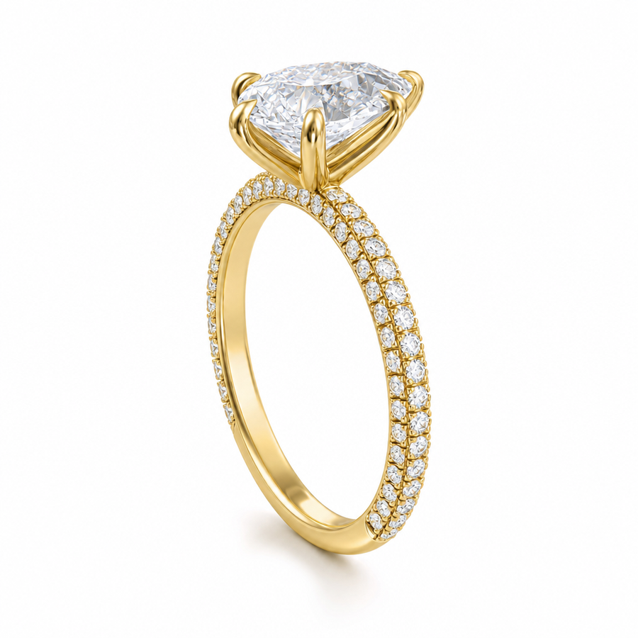 Pear Three Row Pave Ring