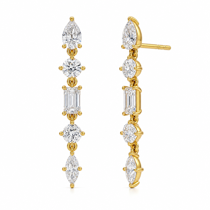 4.25 Carat 5 Mixed Lab Grown Diamond Dangle Earrings