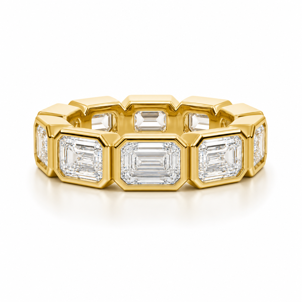 Emerald Bezel Horizontal Eternity Band