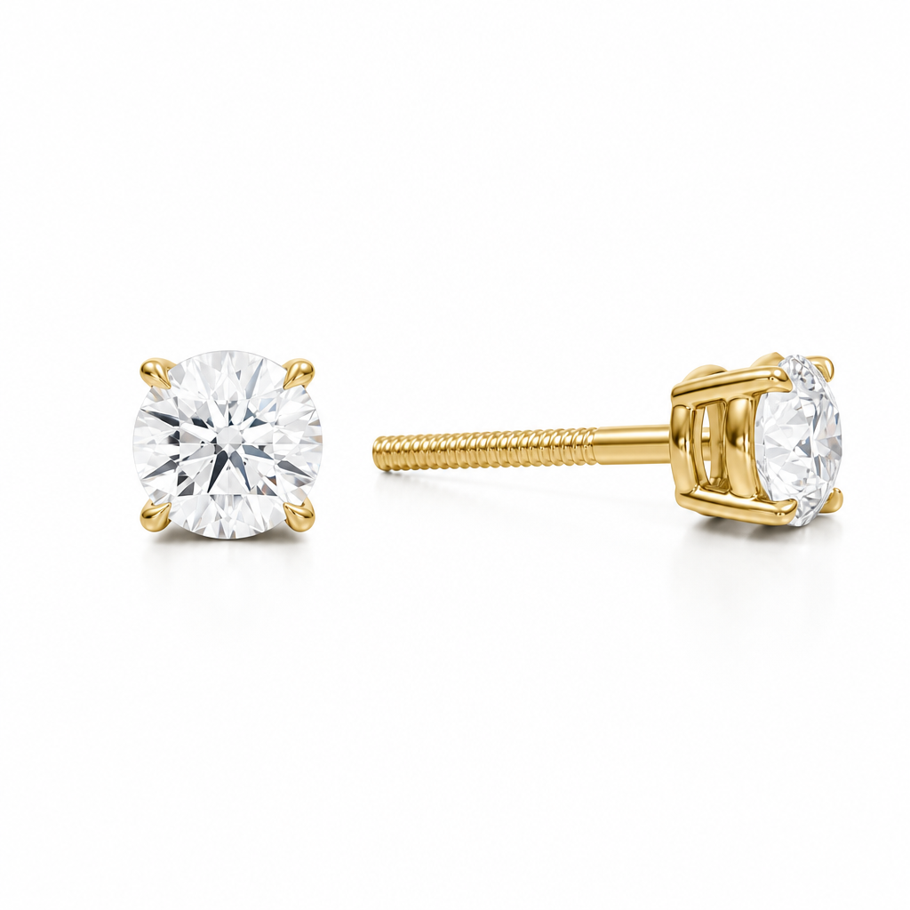 0.50ct lab-grown round diamond stud earrings in 14K gold
