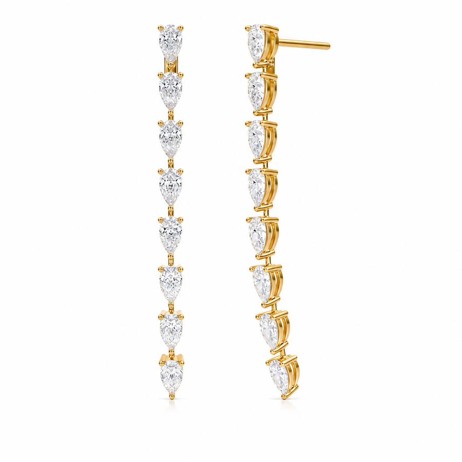 8 Stone Pear Lab Grown Diamond Drop Earrings