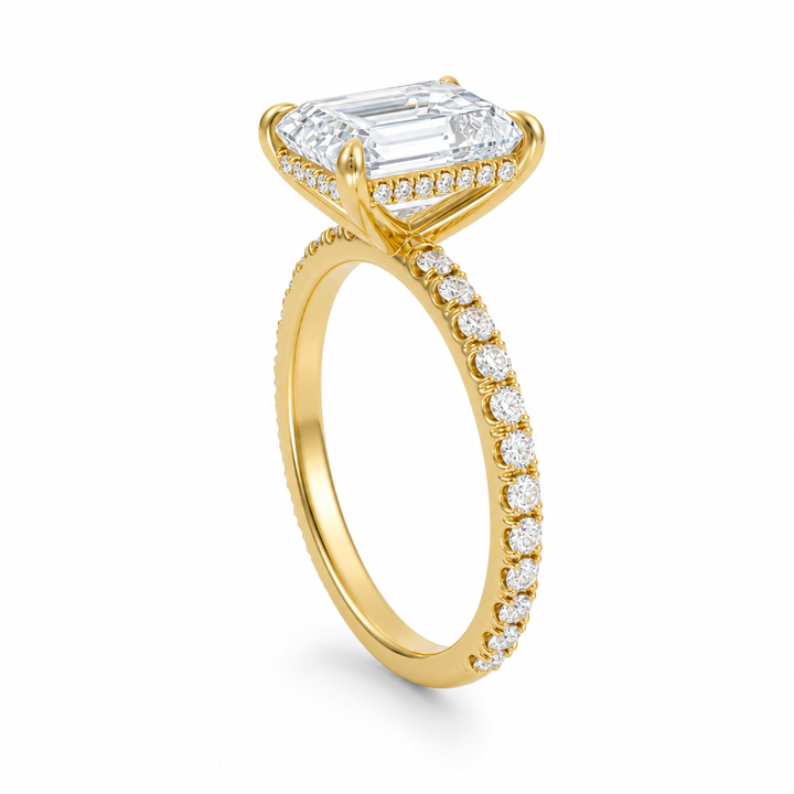 Emerald Hidden Halo With Pave Band