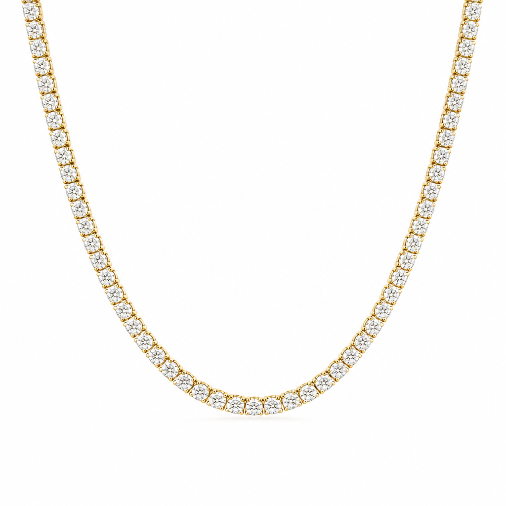 20 Carat Round Lab Grown Diamond Tennis Necklace