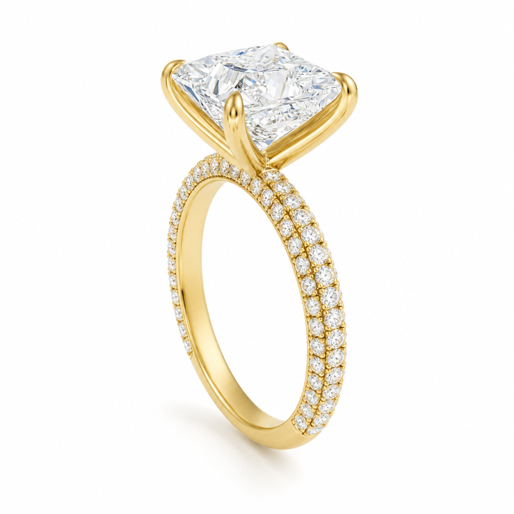 Princess Three Row Pave Ring