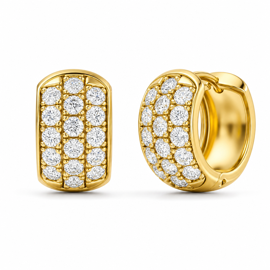 1.10 Carat Trio Pave Lab Grown Diamond Huggie Earrings