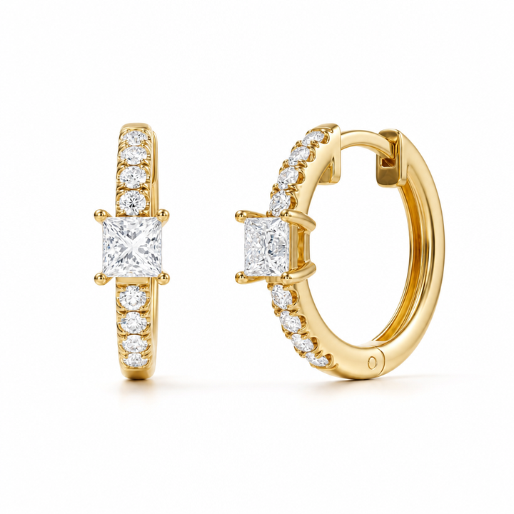 Lab Grown Princess Diamond Huggie Earrings