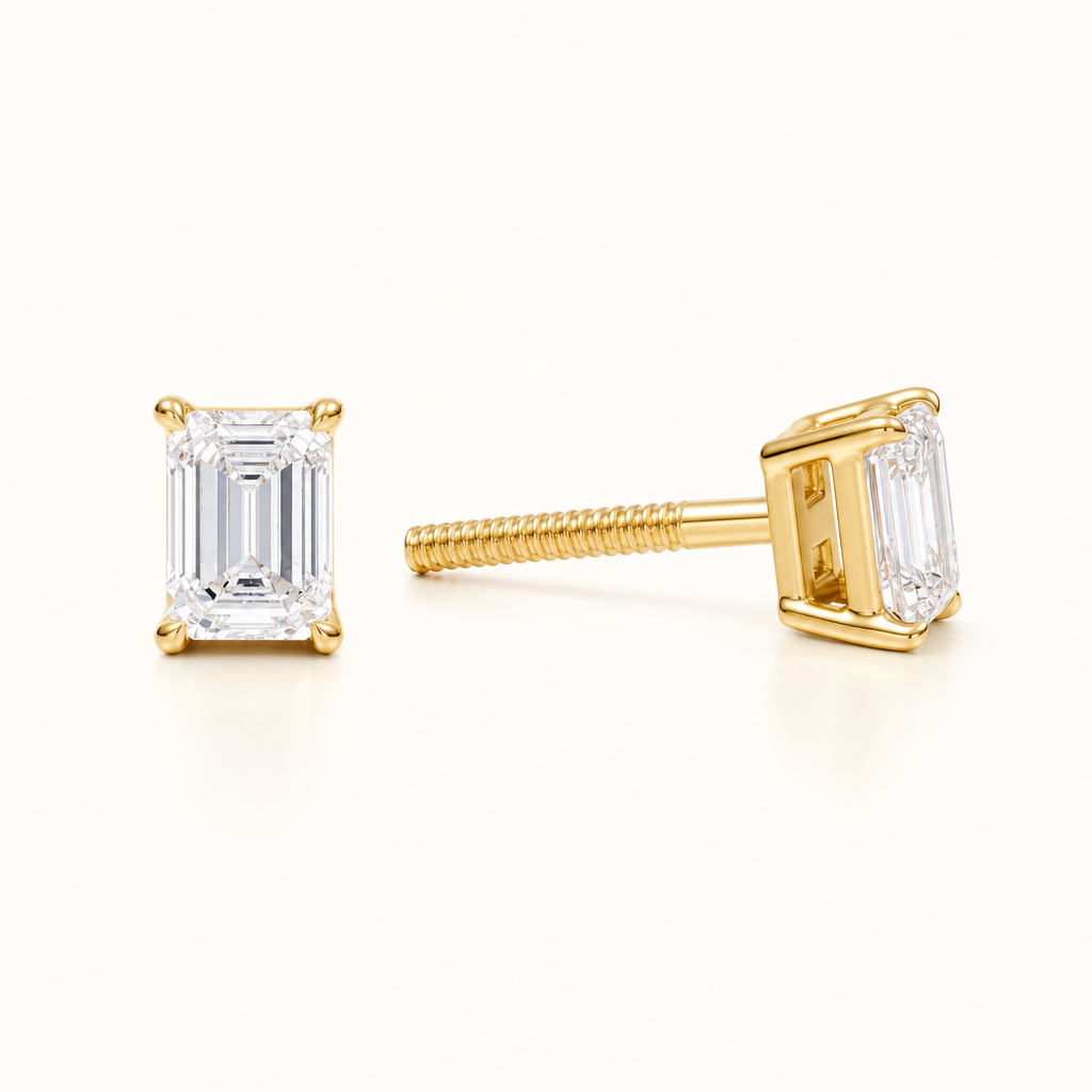Emerald Lab Grown Diamond Stud Earrings